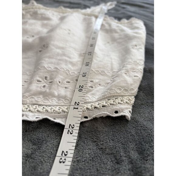 Abercrombie & Fitch Women's Eyelet Bohemian Crop Top XL White Linen Blend - Picture 9 of 9